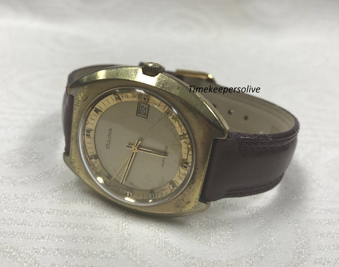A017 Vintage Original Authentic Bulova Swiss Automatic Classic Date Large Wrist Watch