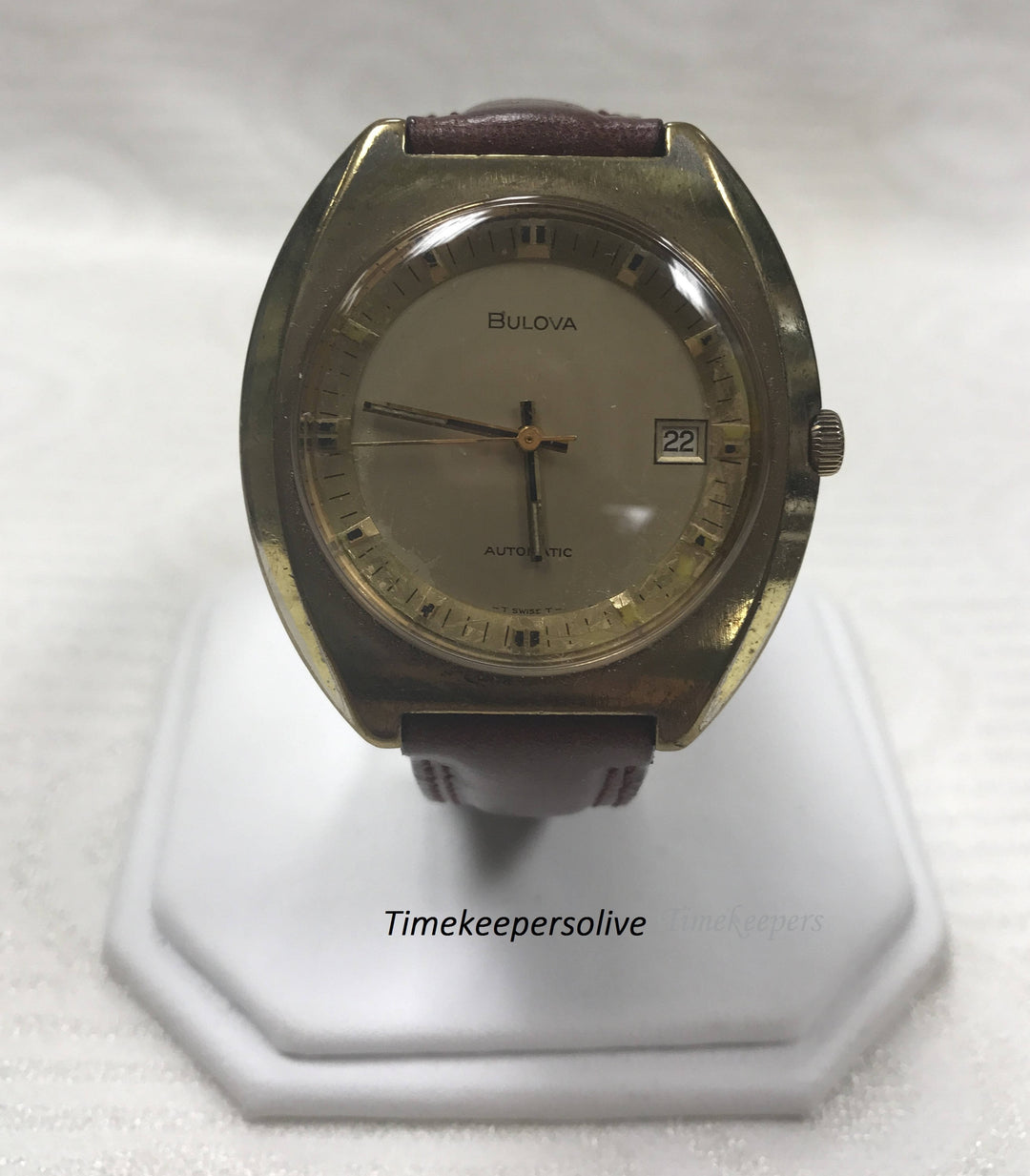 A017 Vintage Original Authentic Bulova Swiss Automatic Classic Date Large Wrist Watch