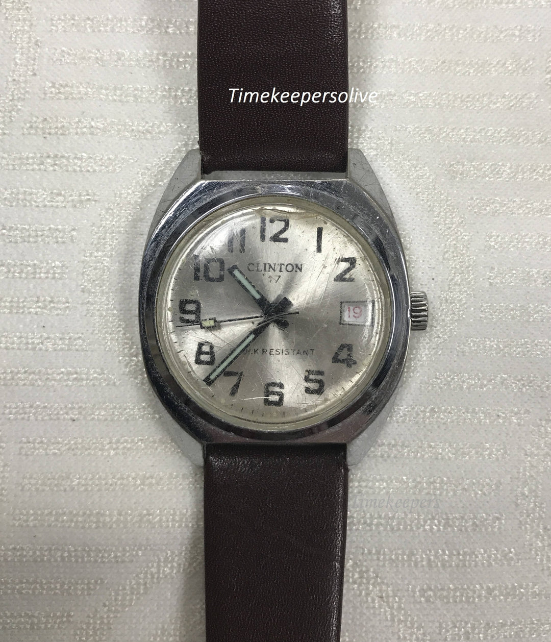 a030 Vintage Original Clinton Shock Resistant Stainless Steel 17J Men's Wrist Watch