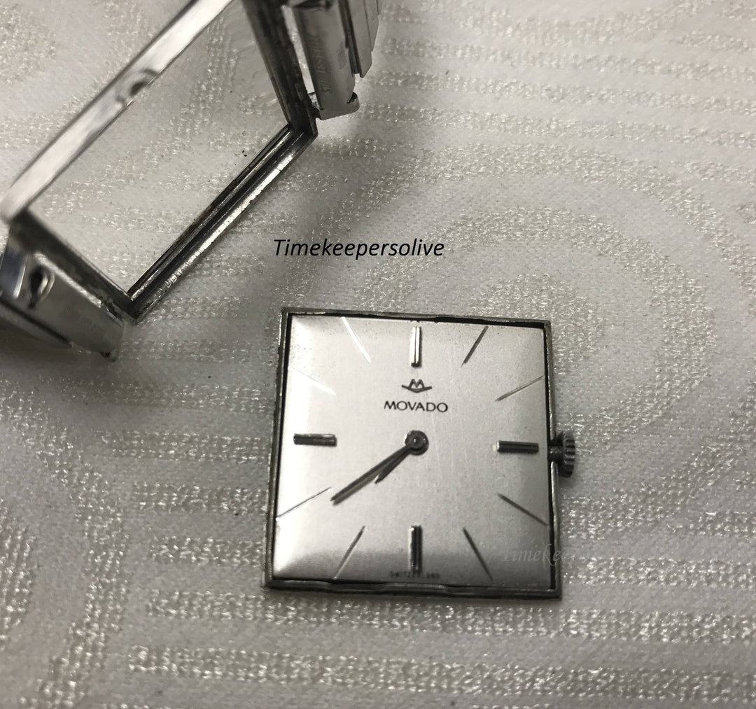 a029 Vintage Original Movado Switzerland Silver Tone Stretch Link Band Wrist Watch
