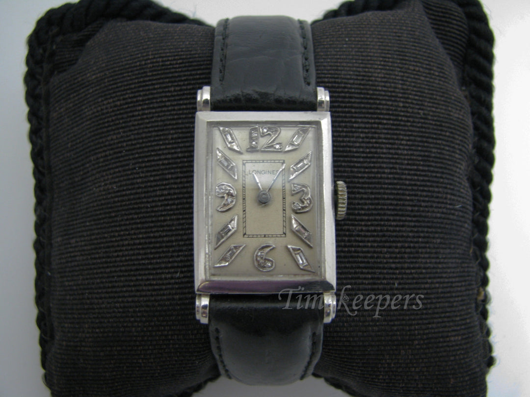 a958 Vintage 1930's Longines Wrist Watch in Platinum Diamonds Mechanical