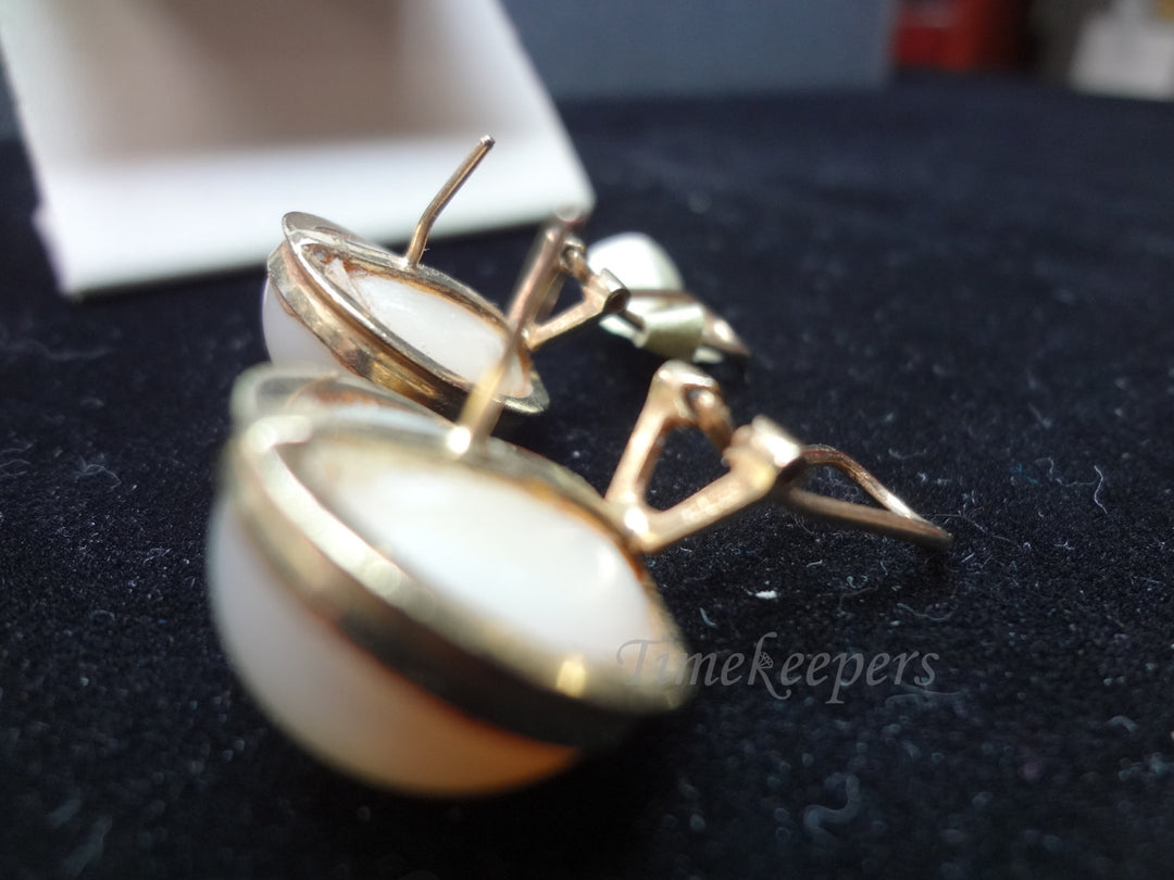 a1100 Beautiful Half Pearl Pierced Earrings set in 14k Gold