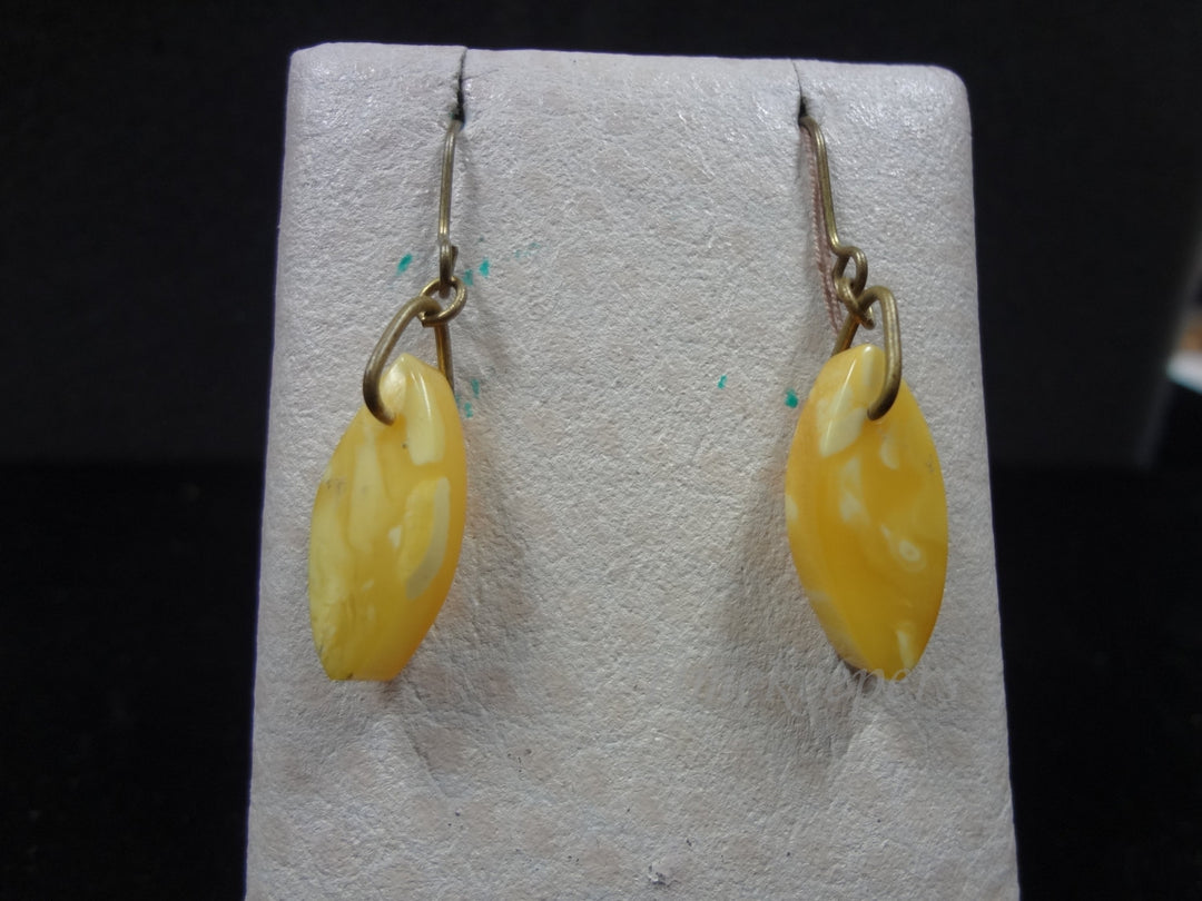 a925 Vintage Beautiful Russian Amber Pierced Earrings