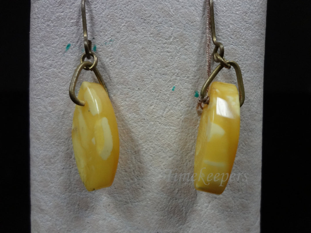 a925 Vintage Beautiful Russian Amber Pierced Earrings