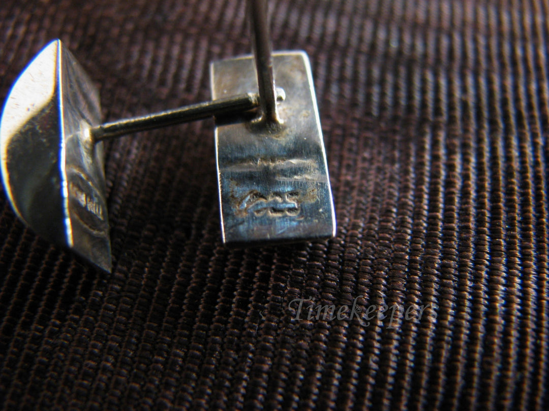 c036 Beautiful Sterling Silver Braided Half Circle Post Pierced Earrings