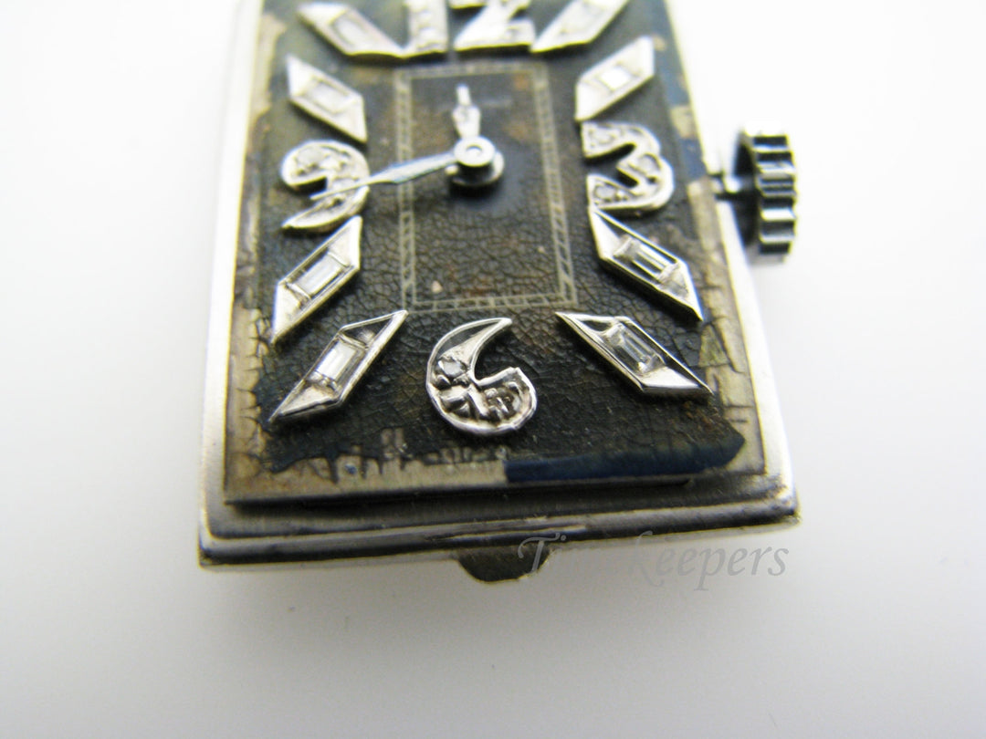 a1083 Vintage 1930's Glycine Watch in Platinum with Diamond Markers