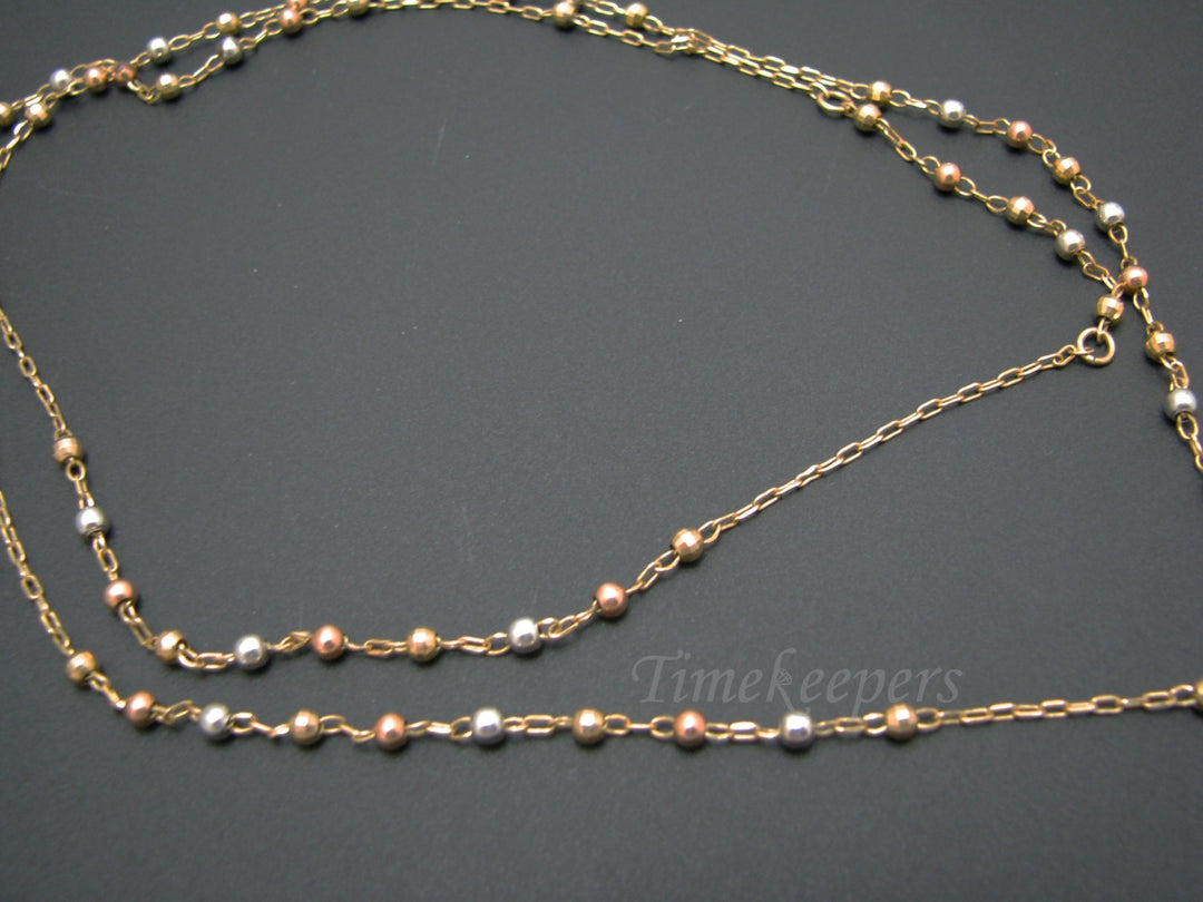 a1097 Beautiful Multi Color Gold Chain and Bead Necklace in 14 k