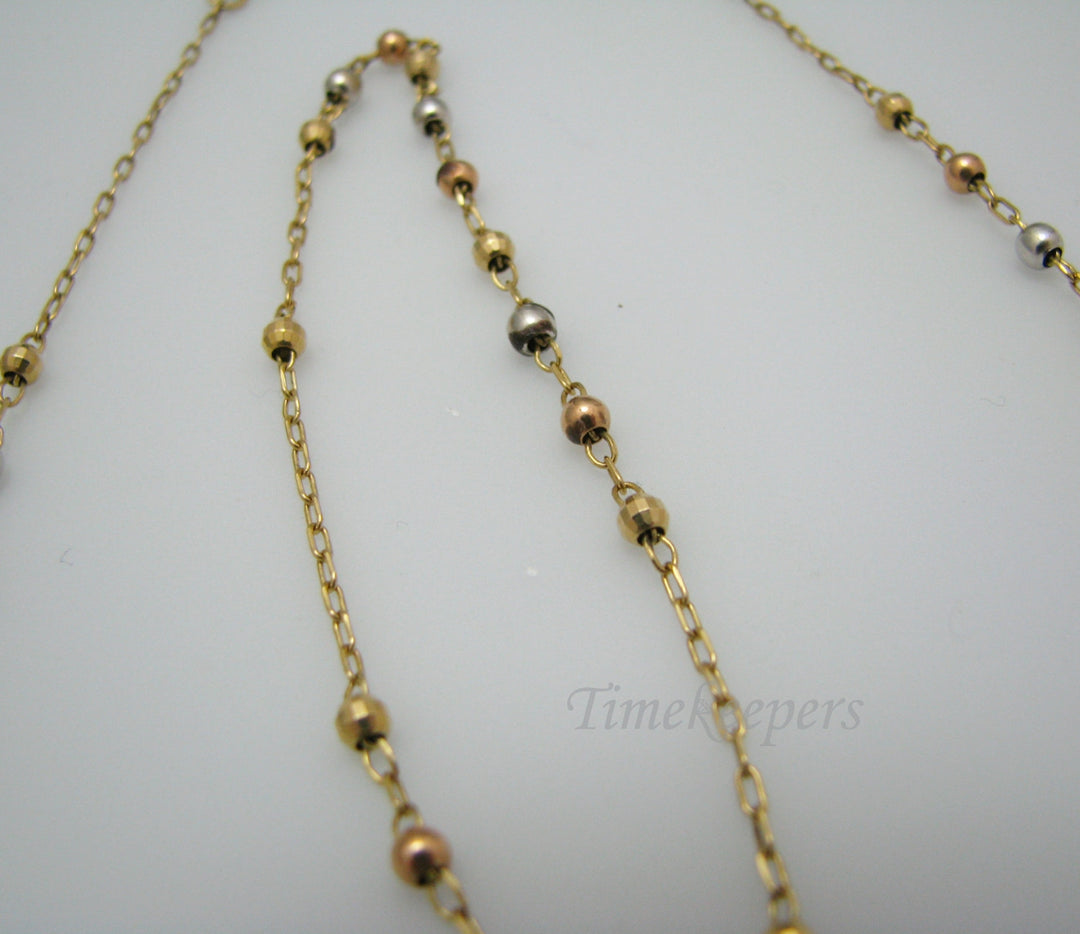 a1097 Beautiful Multi Color Gold Chain and Bead Necklace in 14 k