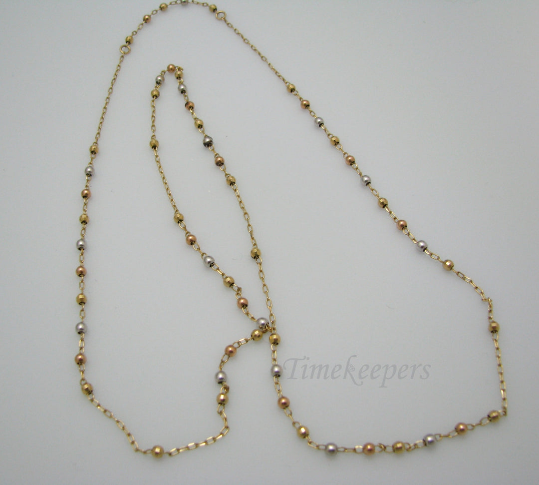 a1097 Beautiful Multi Color Gold Chain and Bead Necklace in 14 k