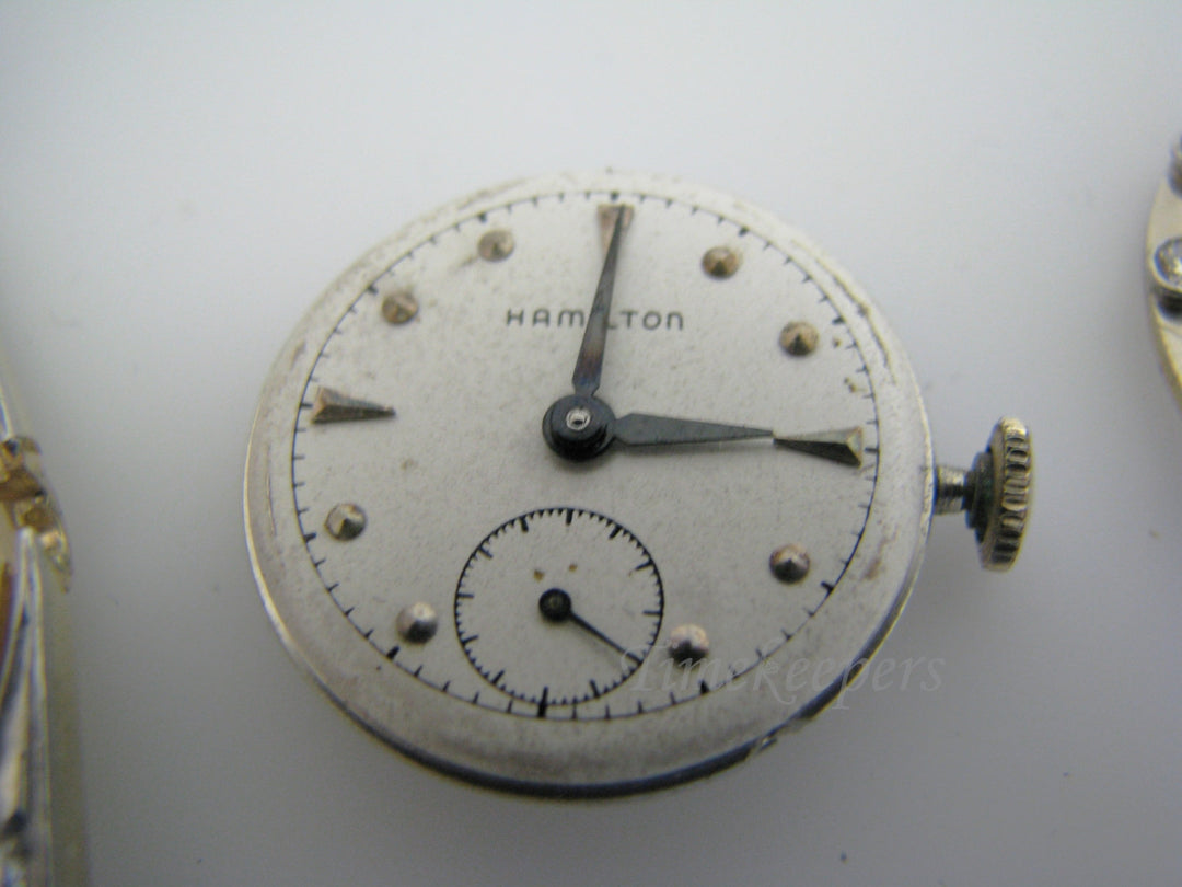 c392 Vintage Men's 14k Two Tone Hamilton Diamond Bezel Analog Watch