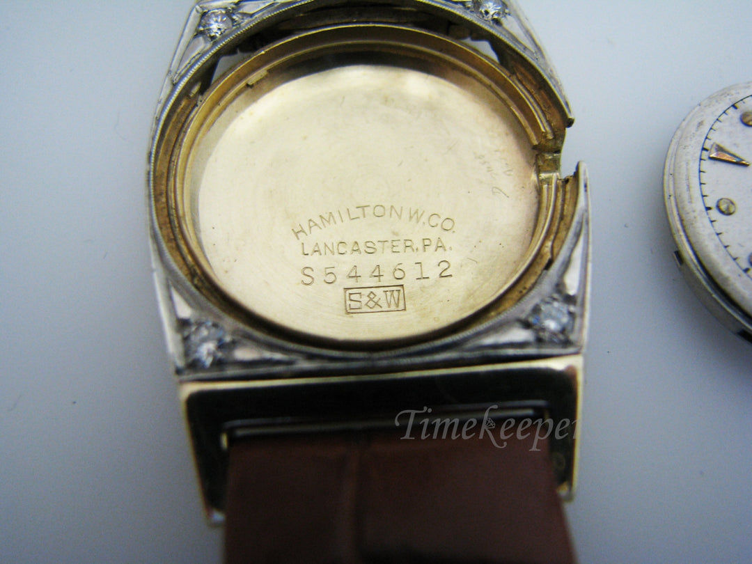 c392 Vintage Men's 14k Two Tone Hamilton Diamond Bezel Analog Watch