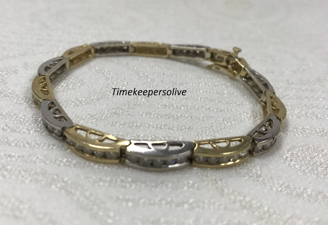 a168 Vintage 14k Yellow White Gold Round 70 Diamond 2.5tcw Elegant Bracelet