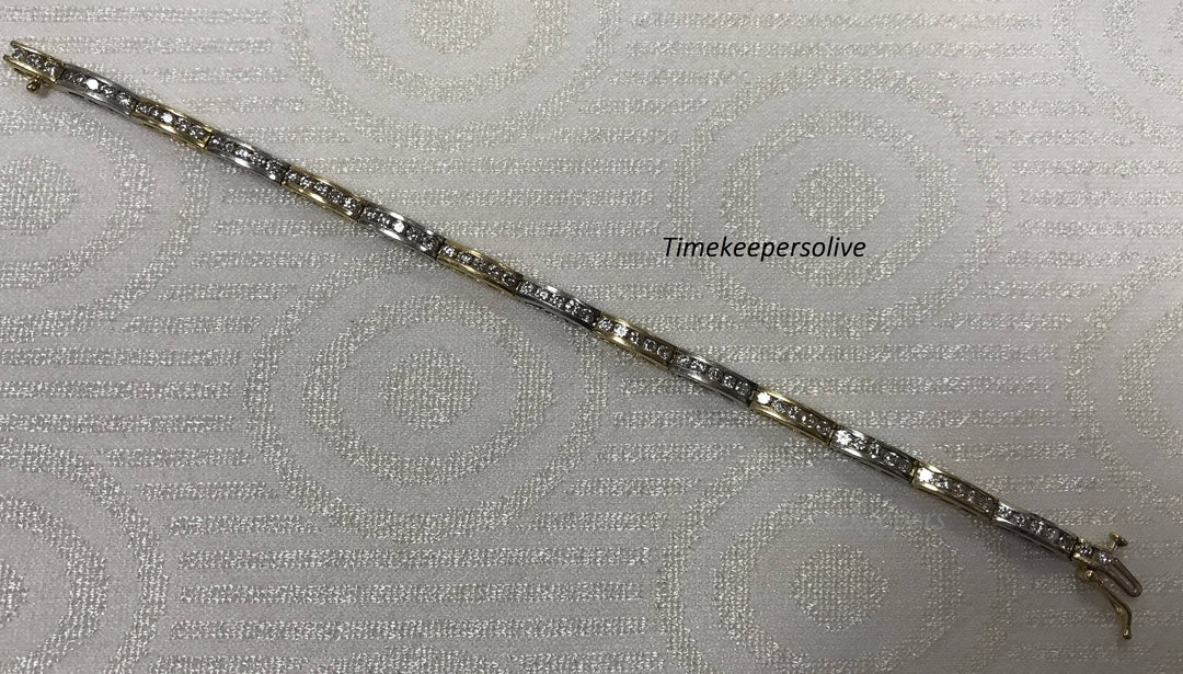 a168 Vintage 14k Yellow White Gold Round 70 Diamond 2.5tcw Elegant Bracelet