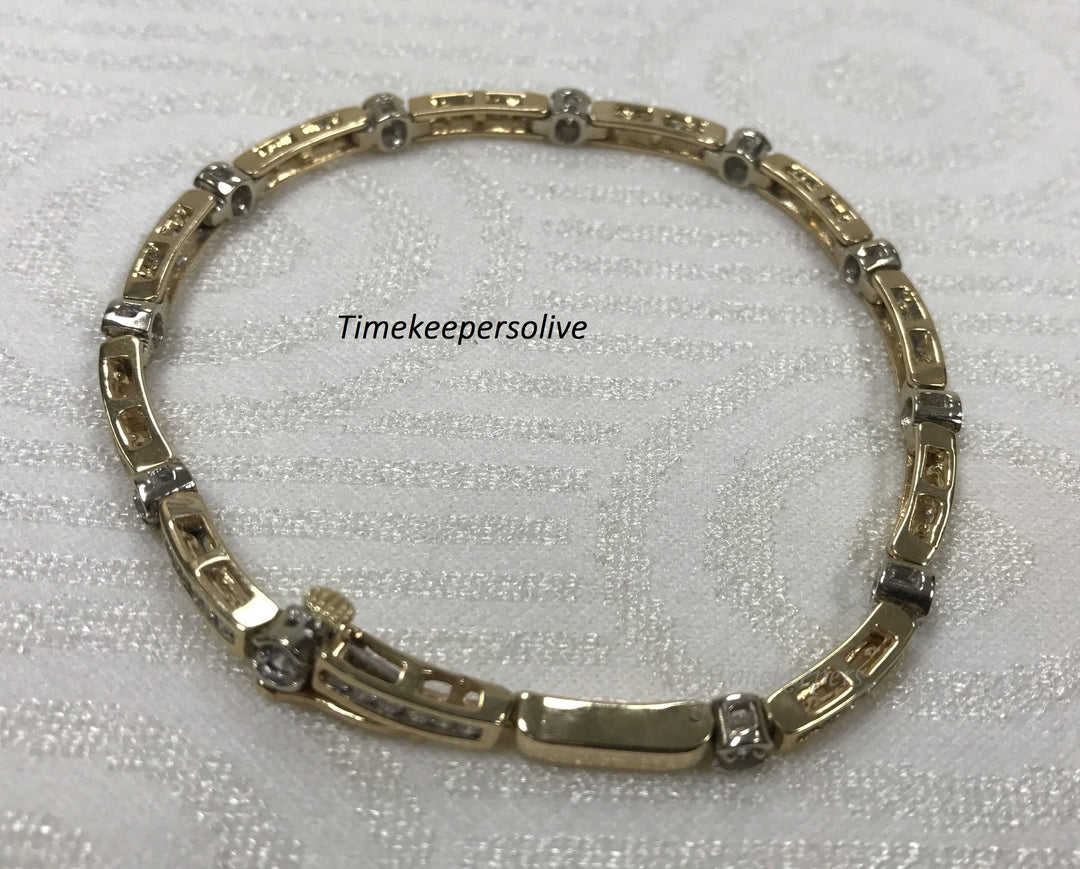 a161 Beautiful Vintage 14k Yellow Gold Round 2ct Diamond Elegant Bracelet