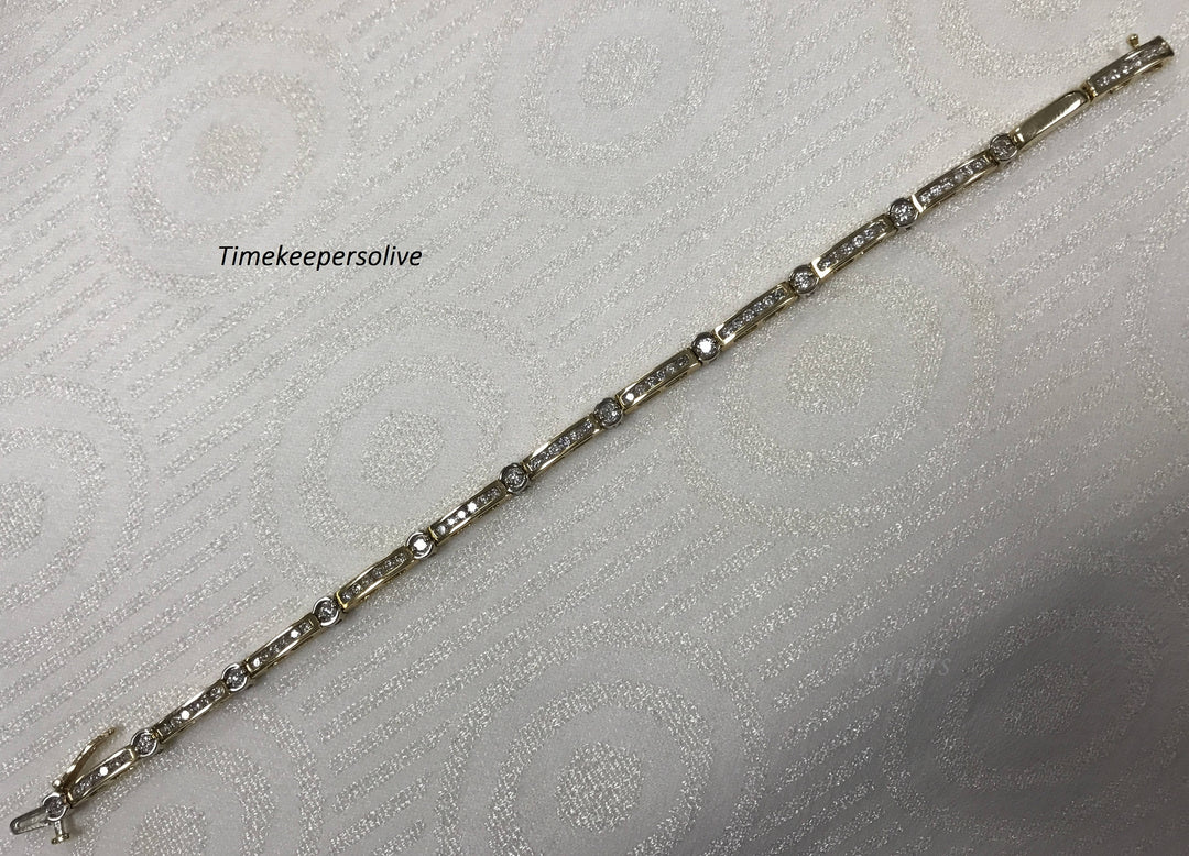 a161 Beautiful Vintage 14k Yellow Gold Round 2ct Diamond Elegant Bracelet