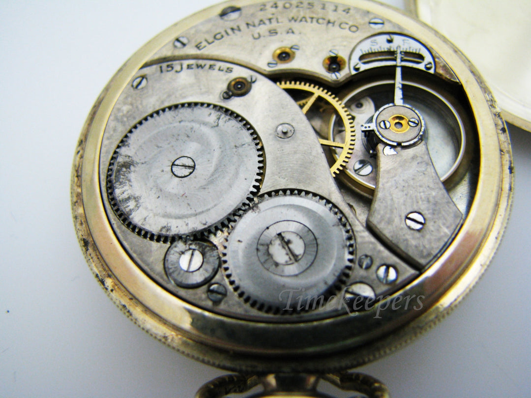 c630-1 Handsome Vintage 1921 Gold Filled Elgin Pocket Watch