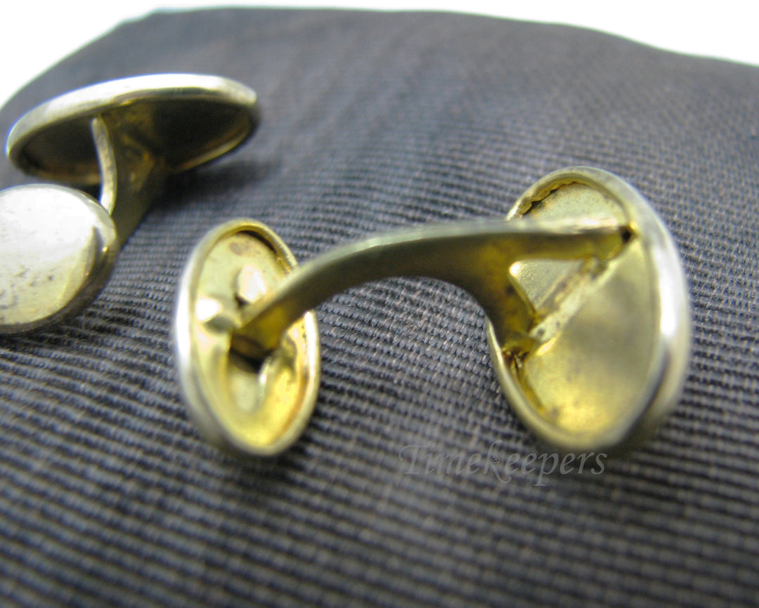 c247 Vintage Oval Gold Tone Double Sided Cuff links with an Etched Top