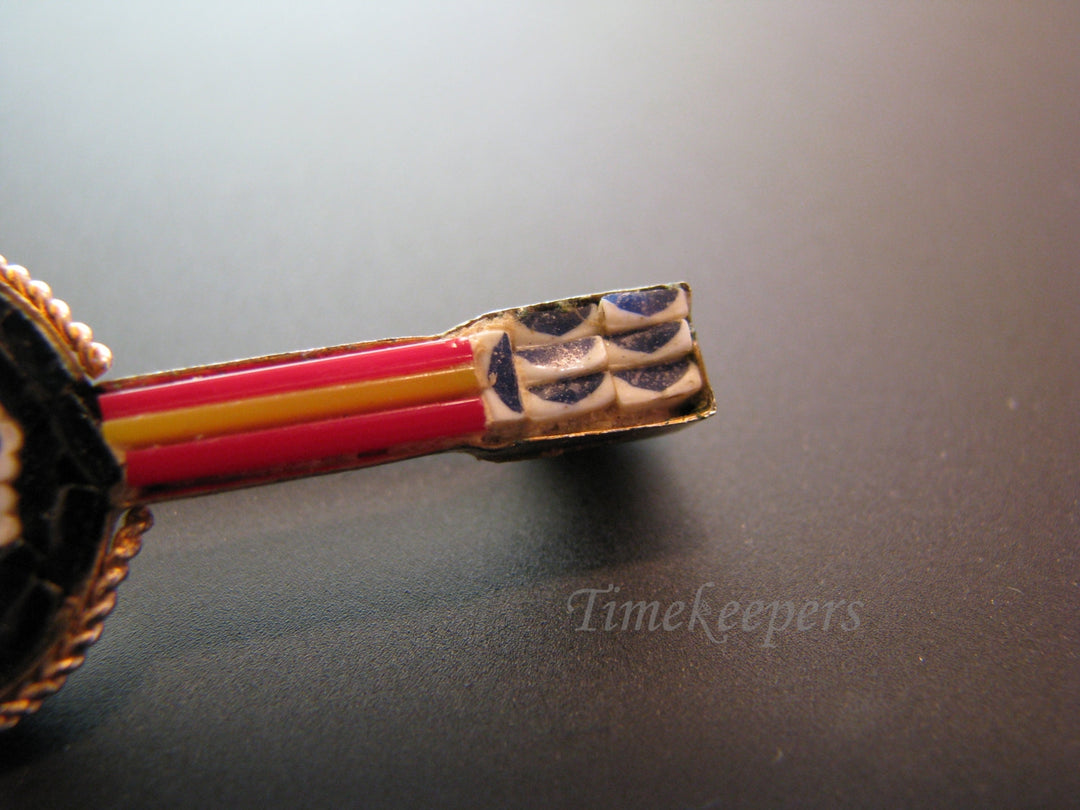 j010 Beautiful Vintage Italian Micro Mosaic Banjo Brooch