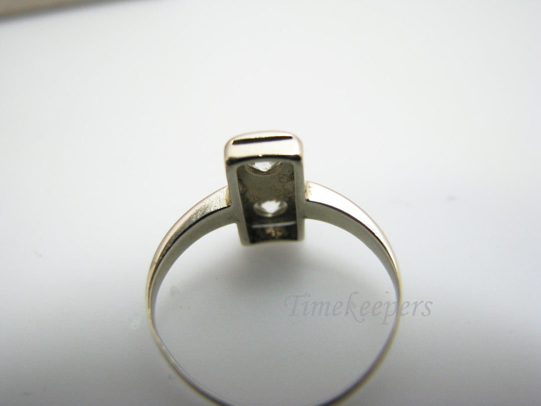 a512 Lovely Vintage Rectangle 2 Diamond Ring in 14k White Gold Size 4 Band