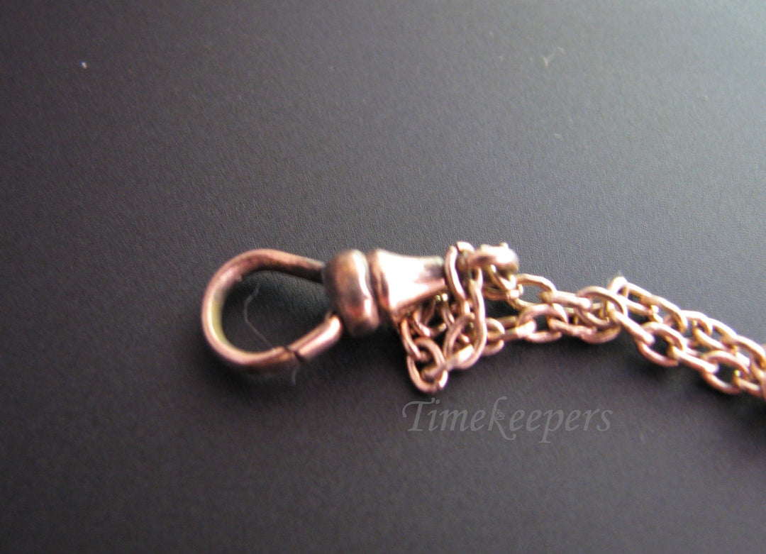 c466 Vintage Gold Filled Watch Chain with a 9k Gold Slide and a Center Emerald