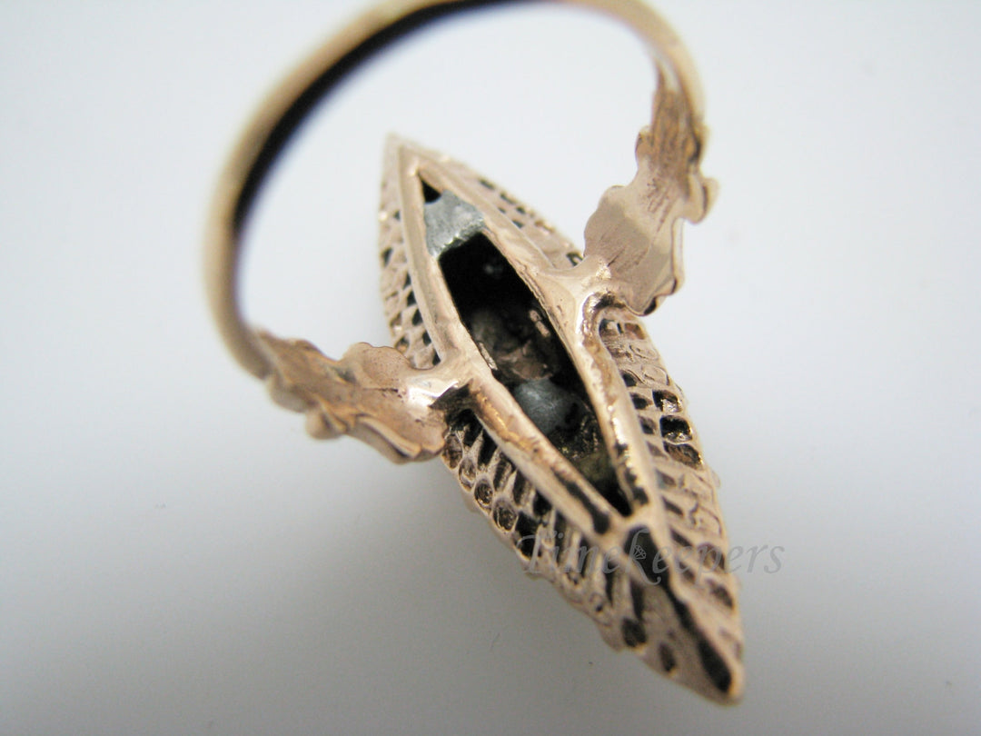 a881 Unique 1700's Single Rose Cut Diamonds Cocktail Ring in 10k Rose Gold