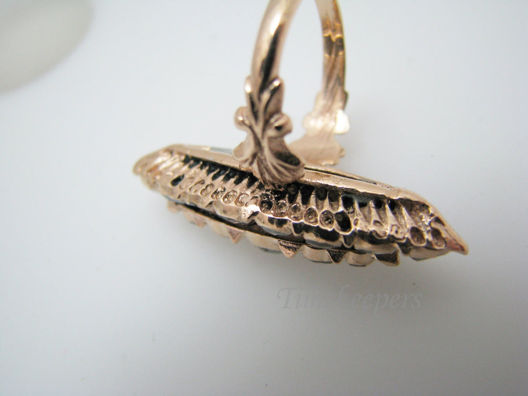 a881 Unique 1700's Single Rose Cut Diamonds Cocktail Ring in 10k Rose Gold