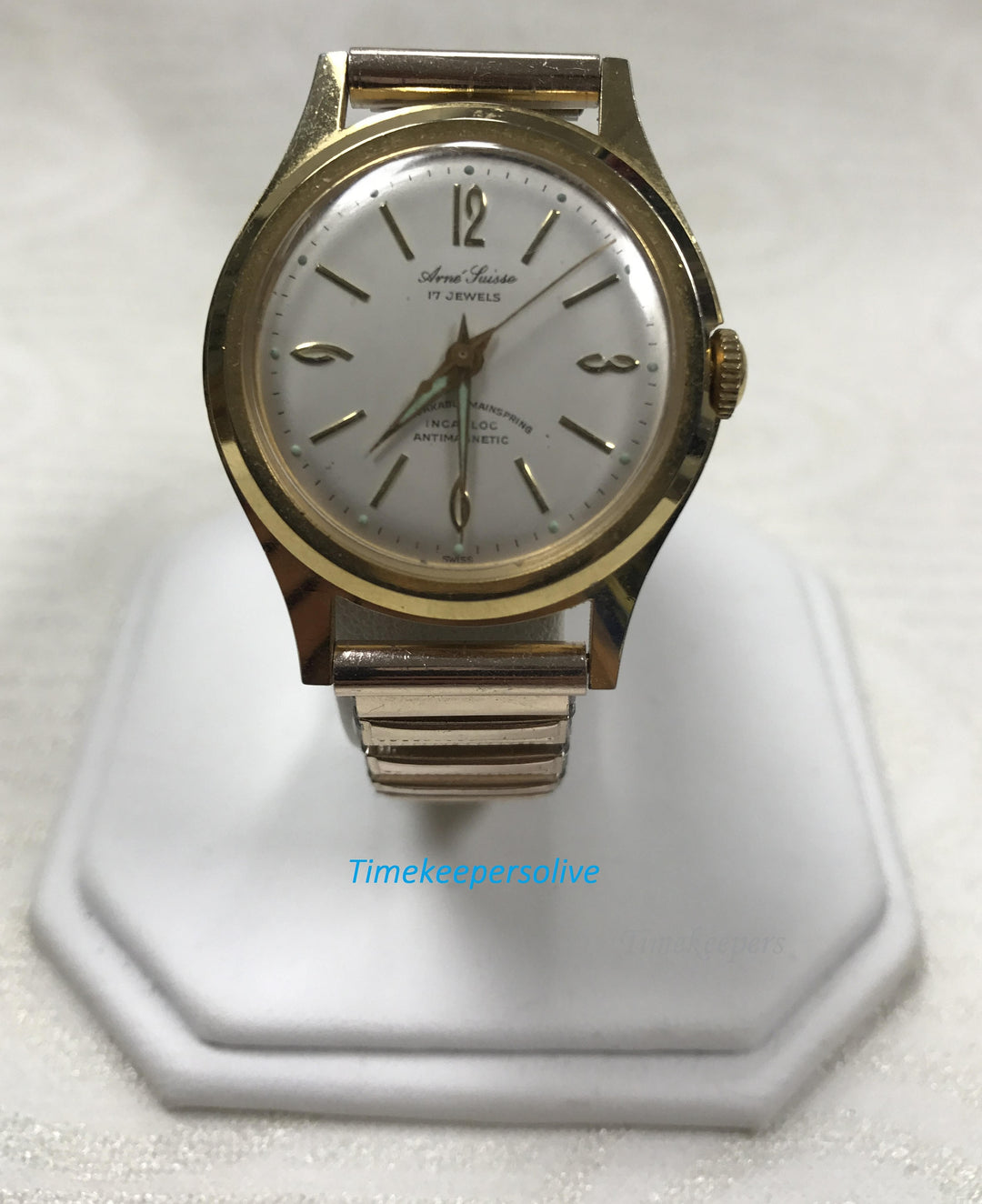 c129 Vintage Unique Original Arne Guisse Gold Tone 17 J Incabloc Wrist Watch