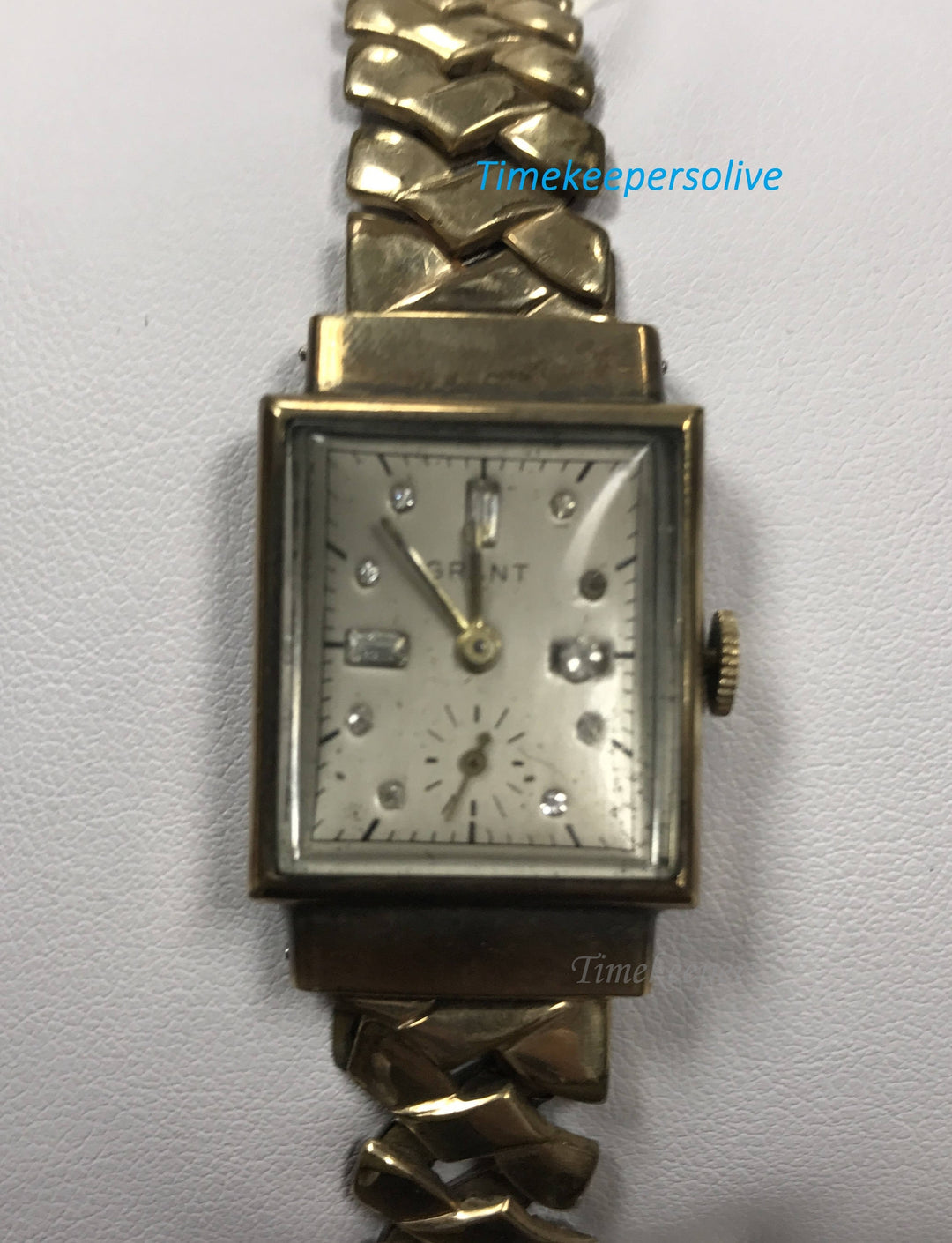 a222 Vintage Original Grant 10K Gold Plate Bezel Sterling Mechanical Wrist Watch