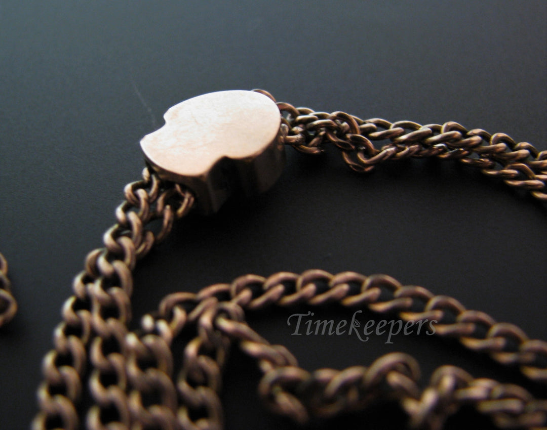 c468 Vintage Gold Filled Watch Chain with 10k Gold Slide With Pearl in Center