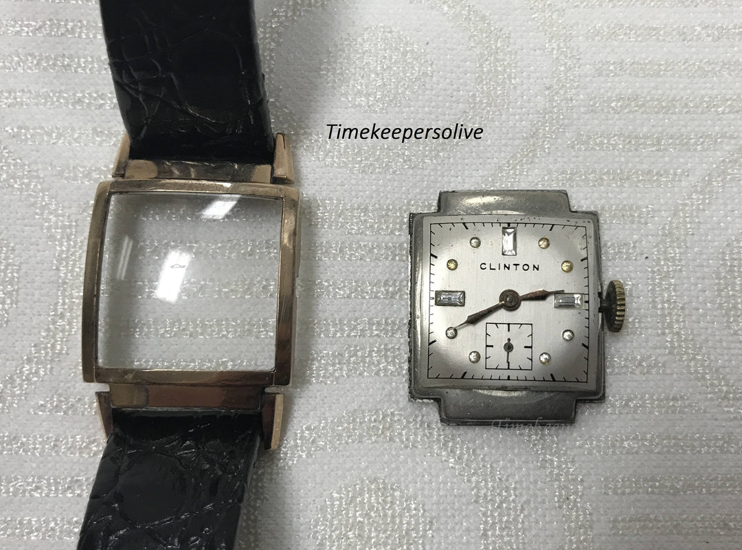 a258 Vintage Original Clinton Swiss Stainless Steel 17J Mechanical Wrist Watch
