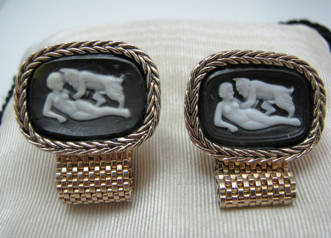 c330 Cufflinks Pan, God of the Woods Incolay Cameo by Swank
