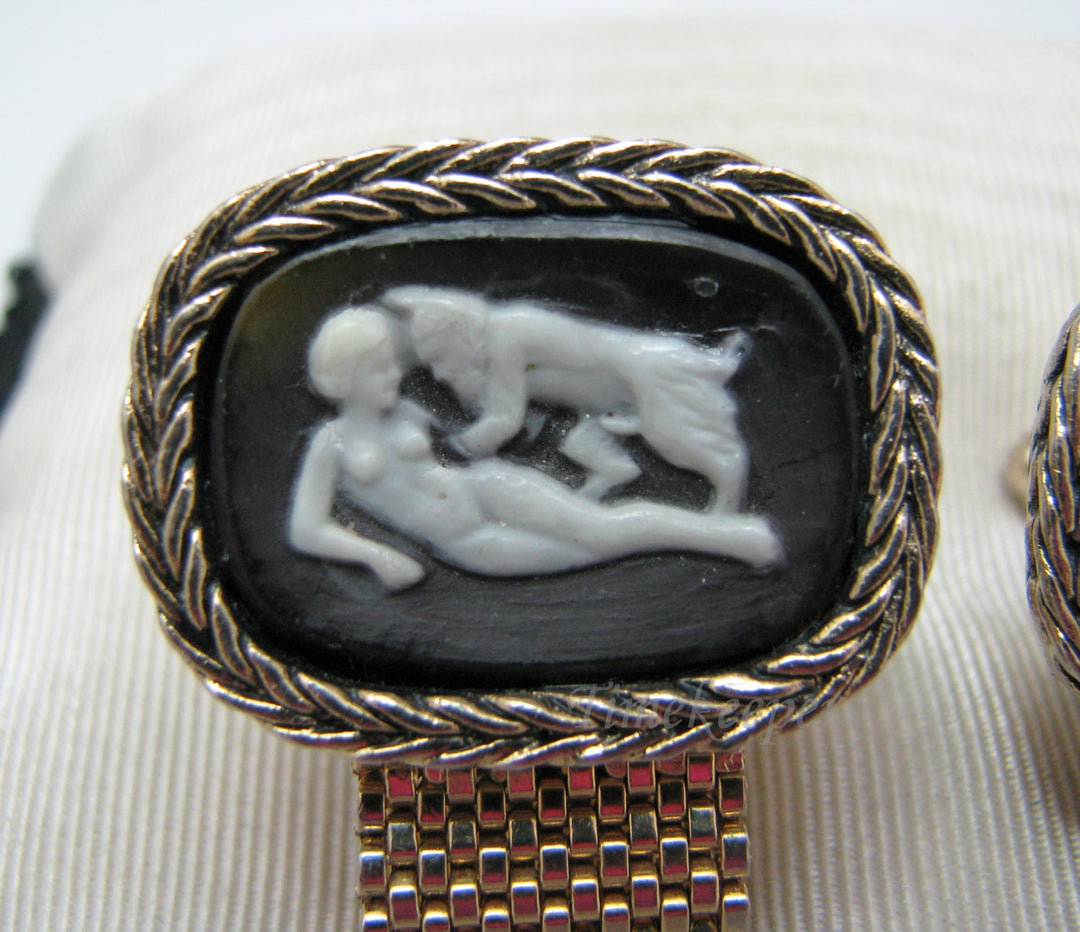 c330 Cufflinks Pan, God of the Woods Incolay Cameo by Swank