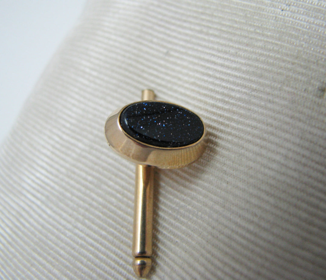 c370 Handsome Shirt Studs 14k Gold filled Dark Purple/ Black Sparkle Stones