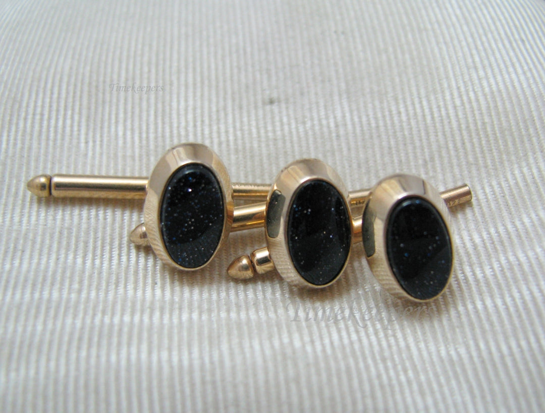 c370 Handsome Shirt Studs 14k Gold filled Dark Purple/ Black Sparkle Stones