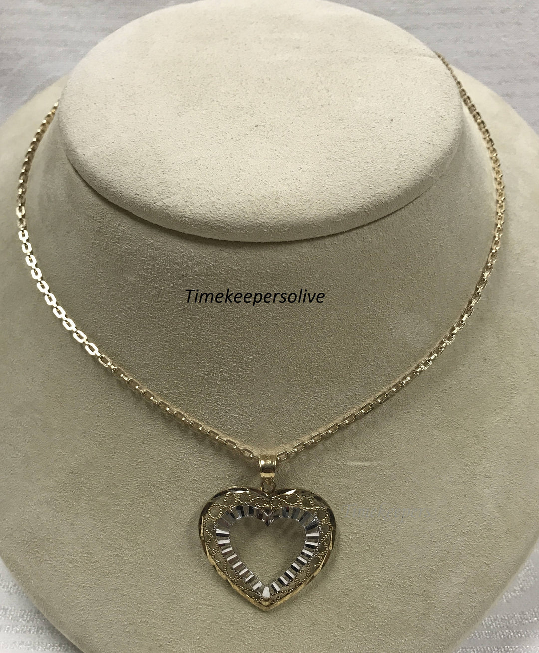 a479 10k Yellow &amp; White Gold Filigree Heart Pendant