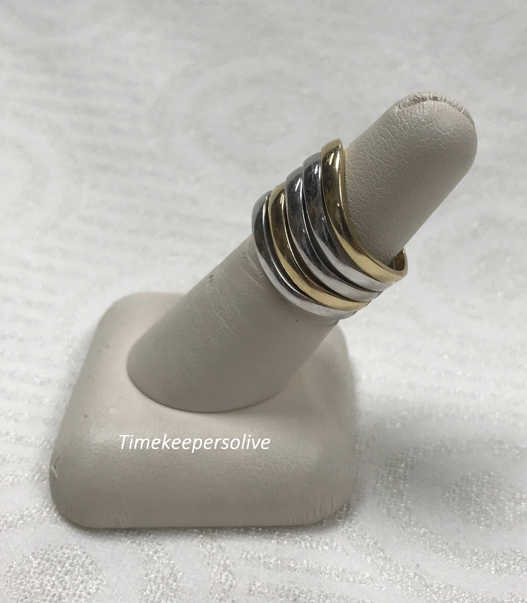 a536 Elegant Vintage Classic 5 Stackable Bands Rings 14k White Yellow Gold 7.25