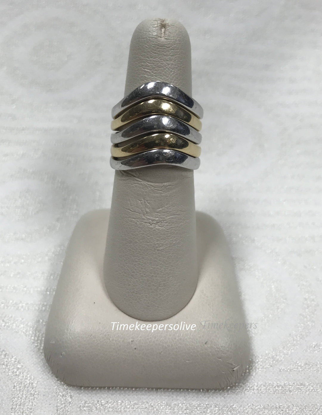 a536 Elegant Vintage Classic 5 Stackable Bands Rings 14k White Yellow Gold 7.25