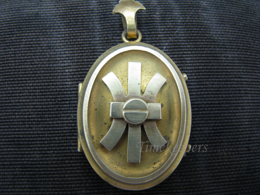 a727 Vintage Gold Filled Locket with Two places for Photos Inside