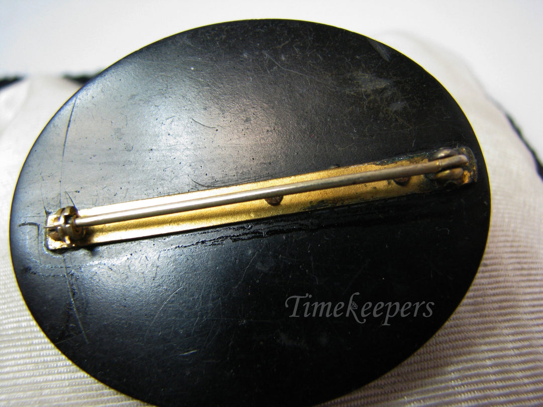 c411 Elegant Vintage Carved Gutta Percha Cameo Mourning Brooch