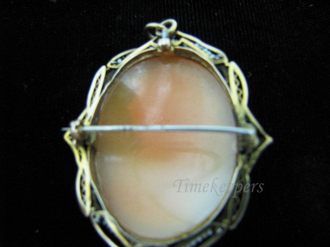 a884 Beautiful Vintage Convertible Cameo Brooch Pendant 10k Yellow Gold Pearls