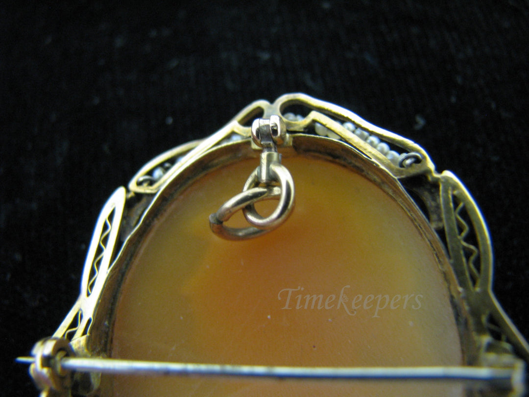 a884 Beautiful Vintage Convertible Cameo Brooch Pendant 10k Yellow Gold Pearls