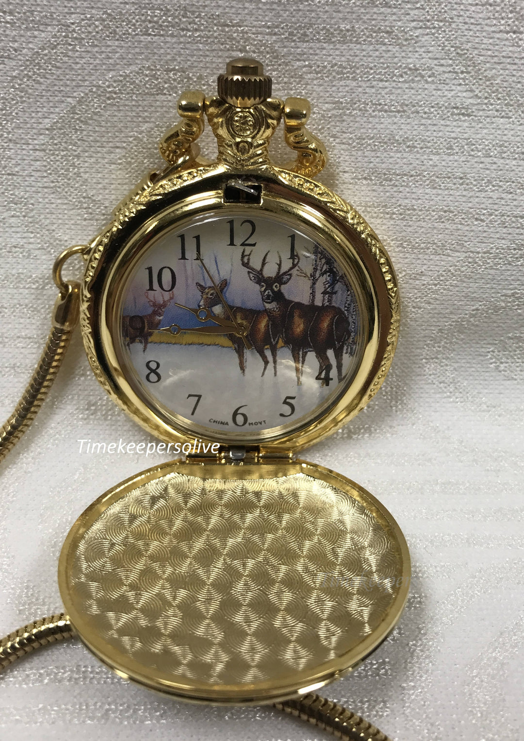 c181 Elegant Retro Style Golden Tone Deer Pendant/ Pocket Watch with Chain