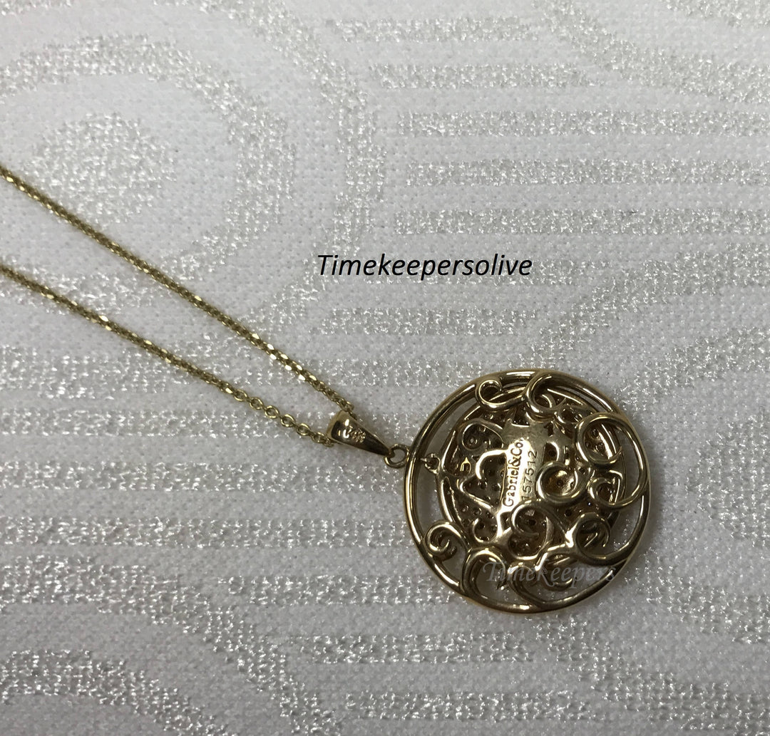 a814 Vintage Elegant Gabriel 14K Yellow Gold 18" Chain Necklace Diamond Pendant