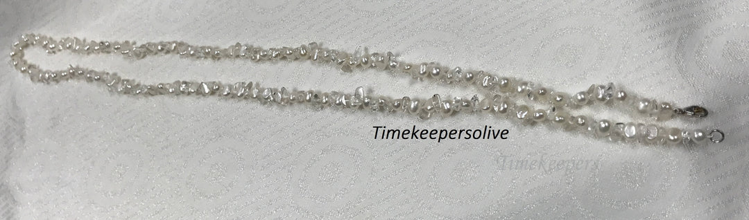 a939 Amazing Timeless Classic Fresh Water Pearls Crystals 32" long Beaded Necklace