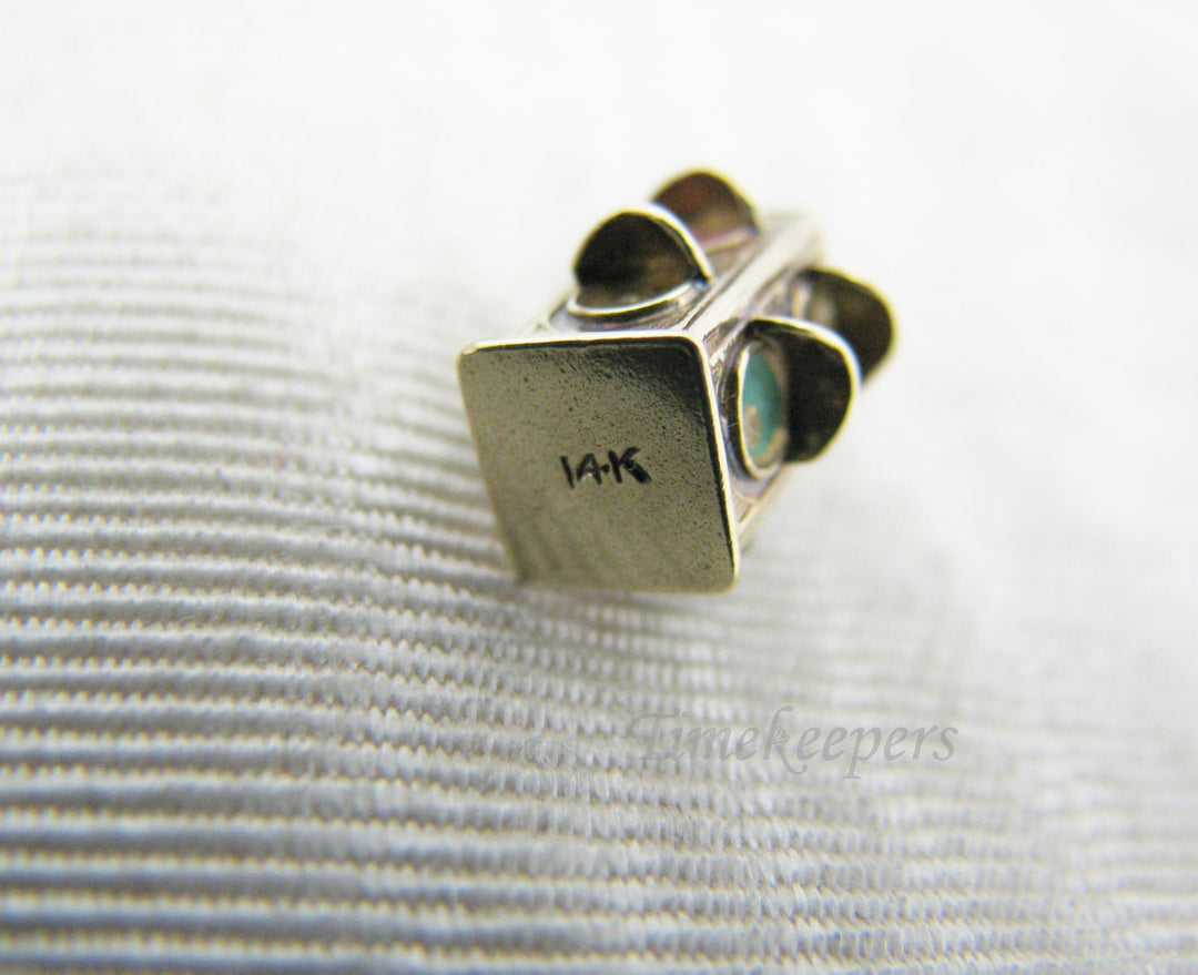 c625 Cute 4 Sided 2 Light Stop Light Charm or Pendant in 14k Yellow Gold