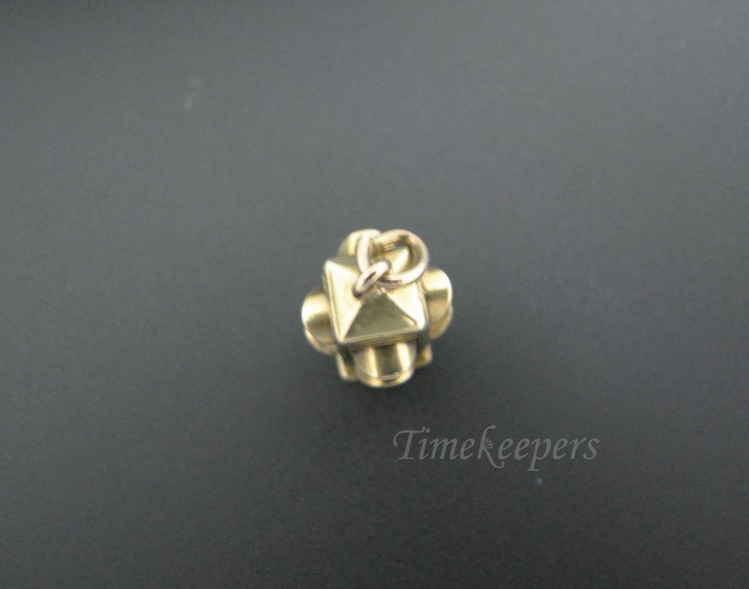 c625 Cute 4 Sided 2 Light Stop Light Charm or Pendant in 14k Yellow Gold