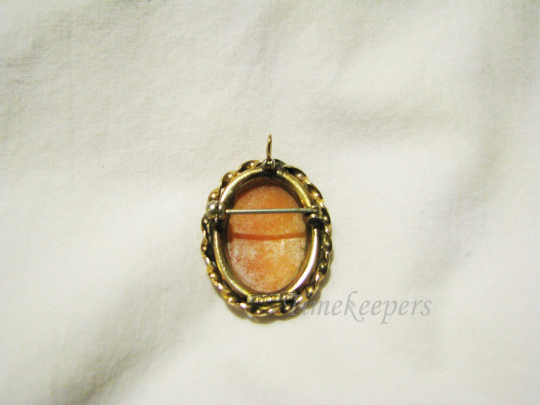 c210 Vintage Cameo in Yellow Gold Filled Setting Convertible Brooch or Pendant