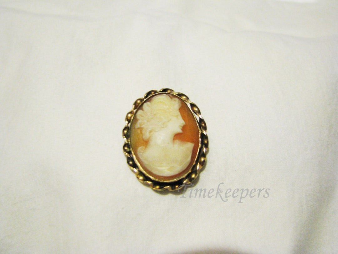 c210 Vintage Cameo in Yellow Gold Filled Setting Convertible Brooch or Pendant