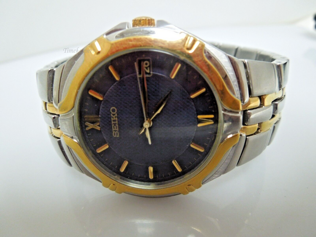 t005 Seiko Blue Dial Two-tone Stainless Steel Men's Bracelet Watch