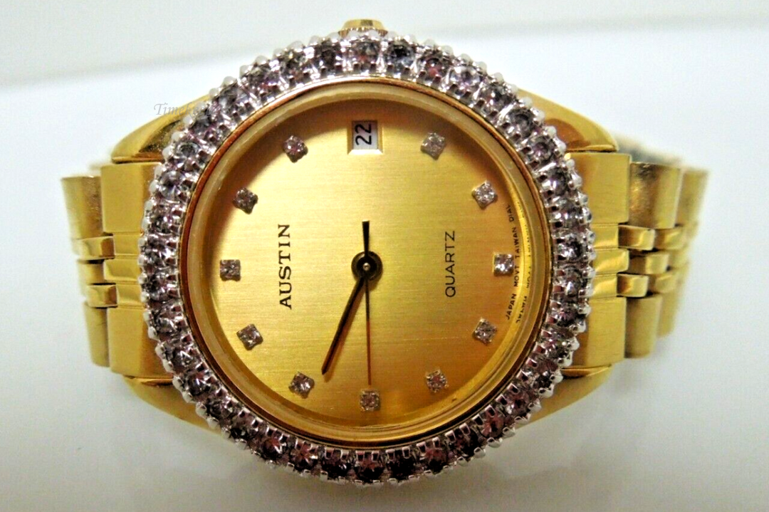 t006 Ladies Gold Tone Bling Austin Watch- New Battery Japan Movement Taiwan Dial,Stylish Women Watch